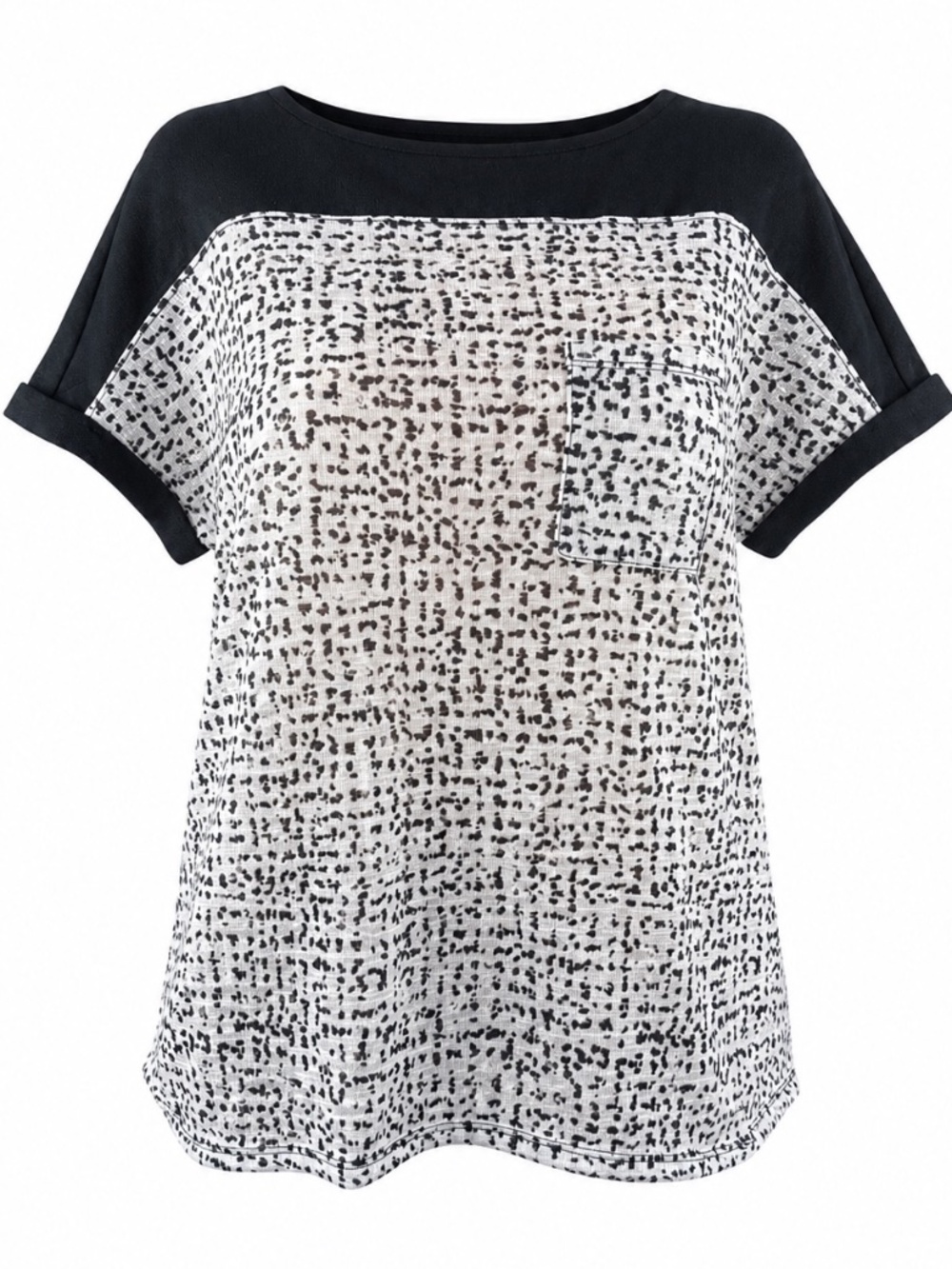Calvin Klein Jeans Black & White Sheer Print Blouse | Relaxed Fit | Size Small